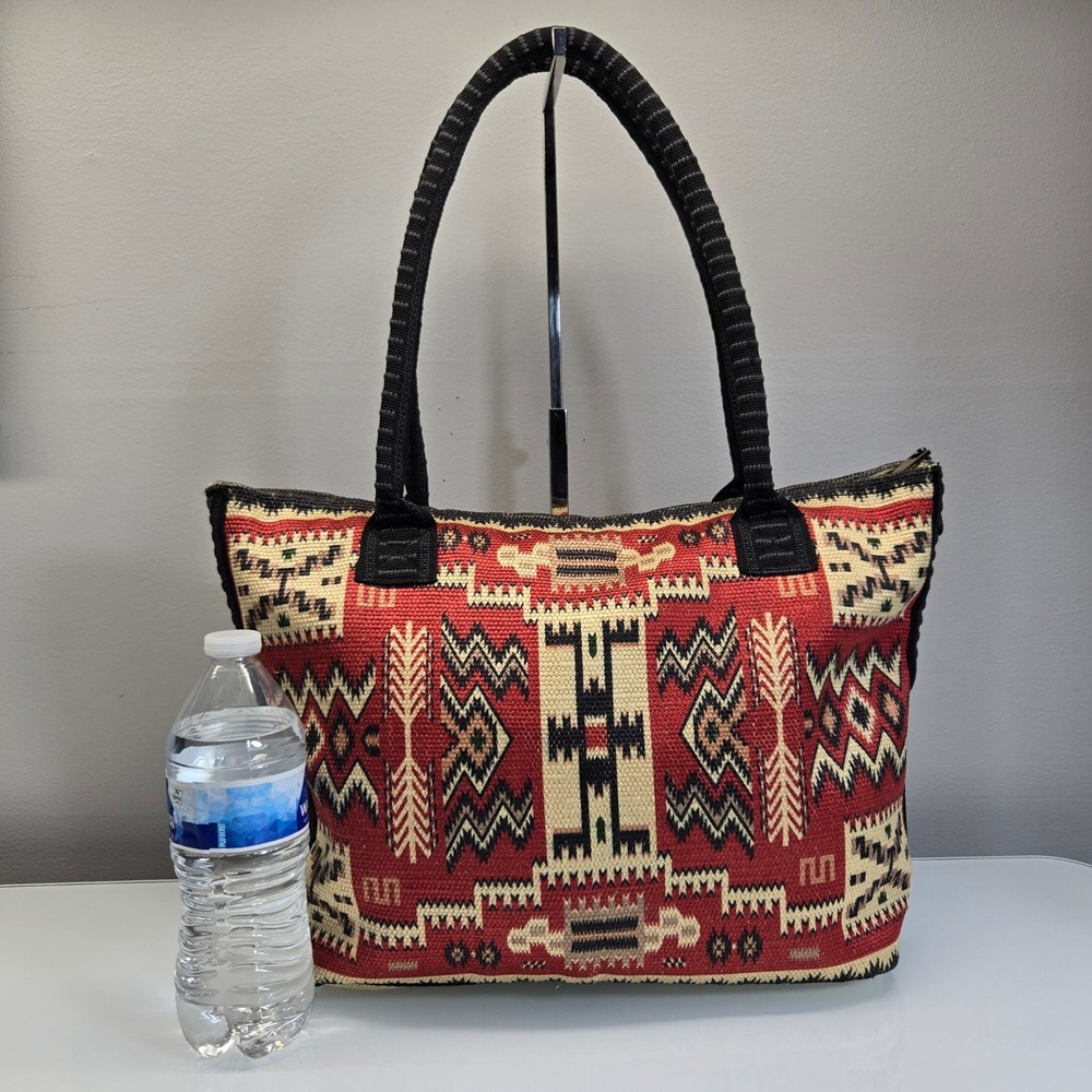 Vintage Southwestern Tapestry Tote Bag Medium Aztec Tribal Western Boho Festival